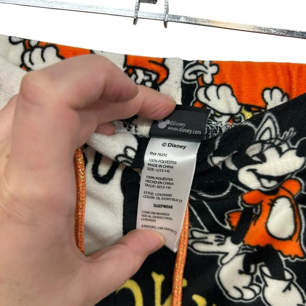 Disney Mickey Minnie Halloween‎ Fleece Pajama Pants L Spooky Cozy Loungewear - Picture 6 of 9